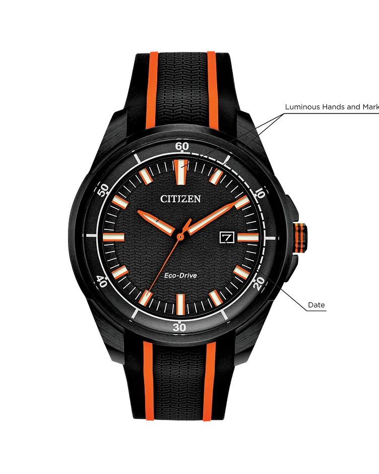 Citizen AR Eco-Drive Black Dial Orange Stainless Steel Watch | CITIZEN Citizen AR Eco-Drive Black Dial Orange Stainless Steel Watch | CITIZEN